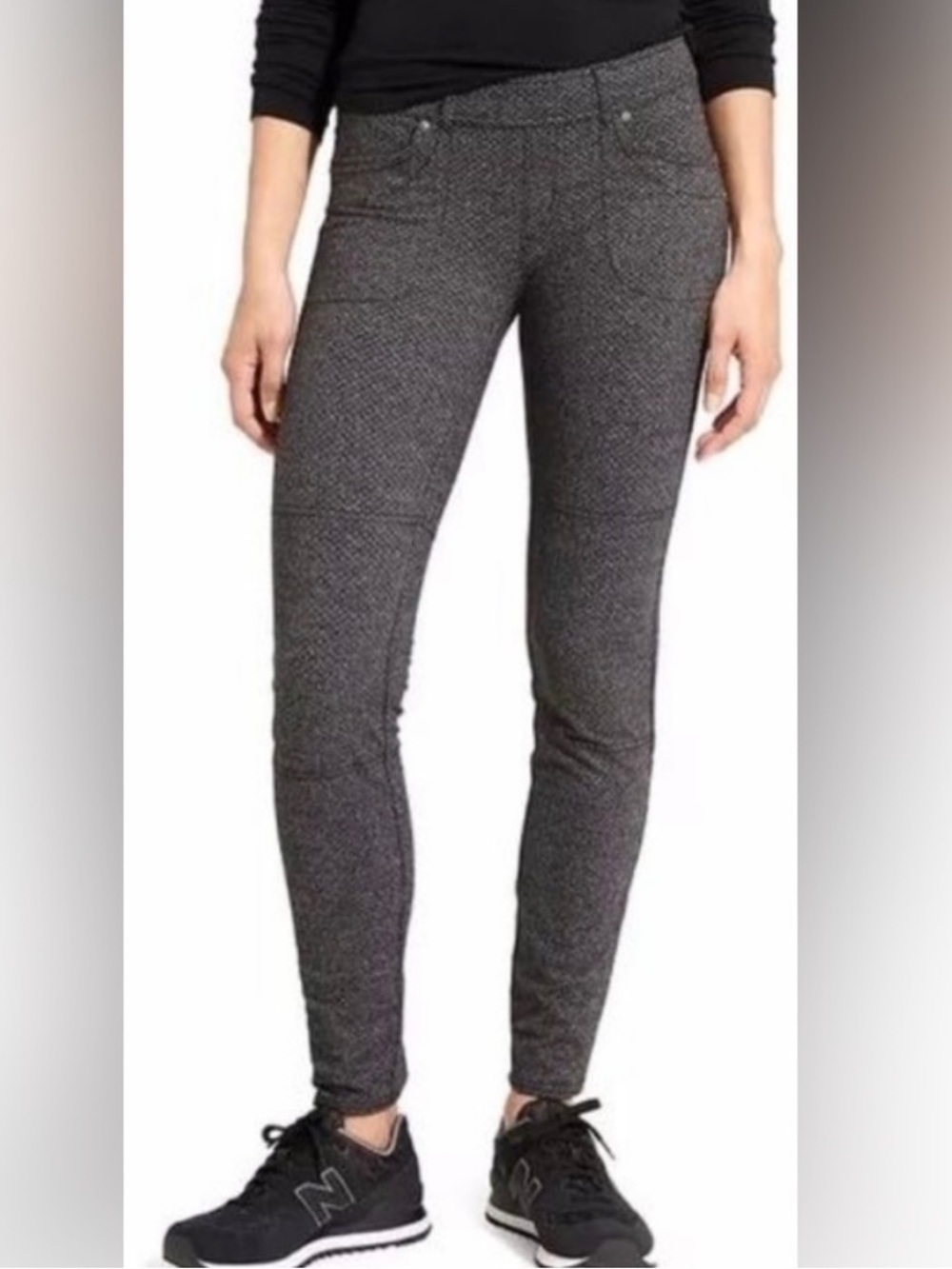 Athleta gray black Bettona cross cross jegging pants jeans size L